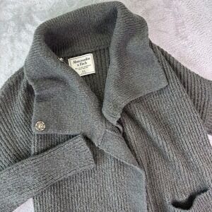 Abercrombie & Fitch Shawl Collar Open Front Cardigan Sz XS Gray Knit Sweater